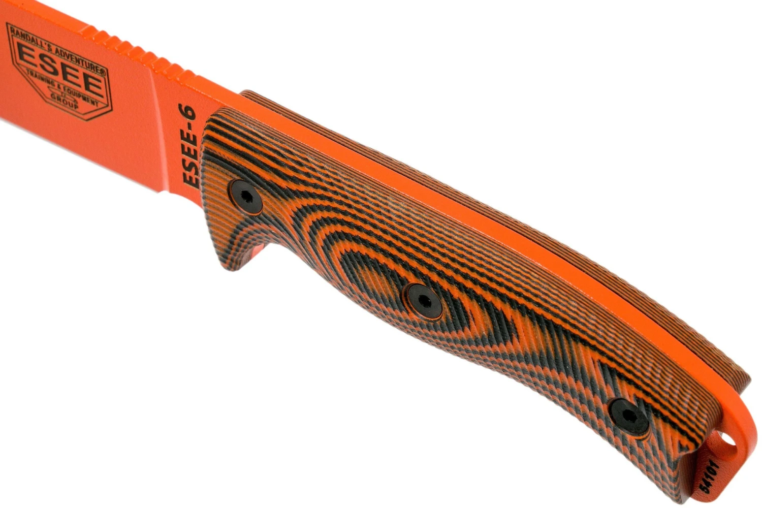 ESEE Model 6 Orangefarbene 3D Klinge, Neon Schwarz Orangefarbenes G10 Survivalmesser 6POR-006 Schwarze Scheide + Klemmplatte 7 ESEE Model 6 Orangefarbene 3D Klinge, Neon Schwarz Orangefarbenes G10 Survivalmesser 6POR-006 Schwarze Scheide + Klemmplatte – Bild 5