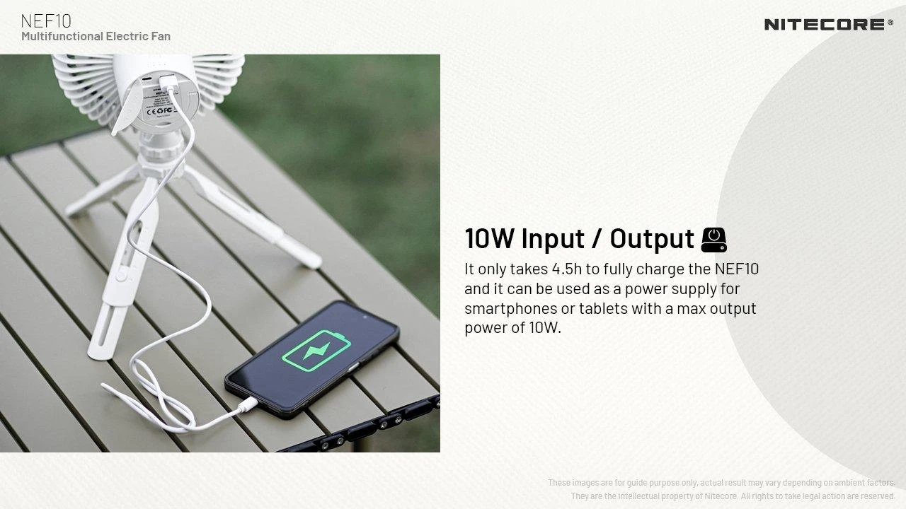 Nitecore NEF10 Portable Fan, Weiß, Ventilator Mit Lampe Und Powerbank 5 Nitecore NEF10 Portable Fan, Weiß, Ventilator Mit Lampe Und Powerbank – Bild 3