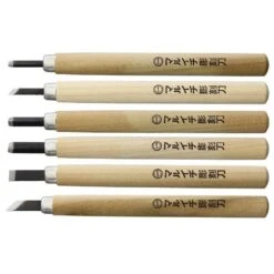 Yoshiharu KL-6 Maruichi Japanische Holzschnitzmesser, 6er Set Im Kunststoffkoffer